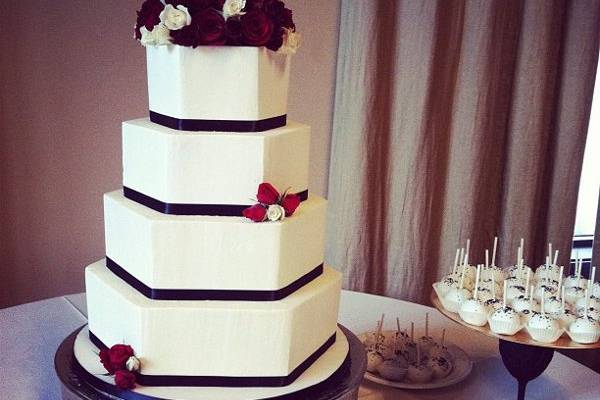 Hexagonal Wedding cake and cake pops