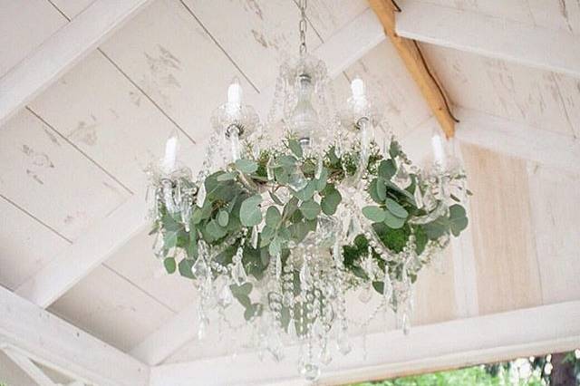 Chandelier with greenery