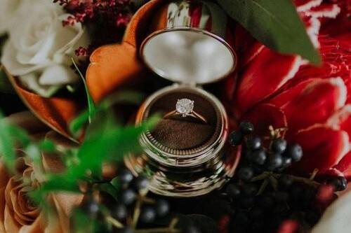 Ring and Bouquet Closeup