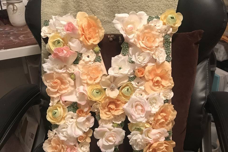 Flowers Monogrammed Letters for your decor. Various size letters available. Flowers to match your colors.