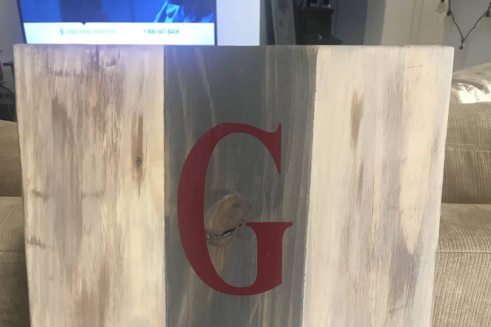 Custom Monogrammed Signage.Stained or painted wood. Various sizes & colors.