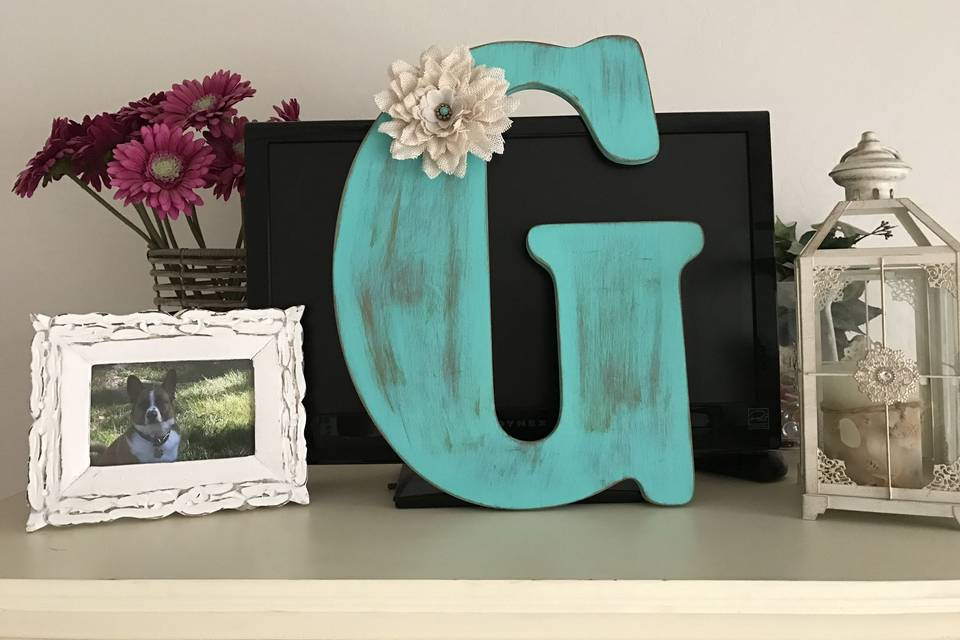 Distressed Monogrammed Letters for the rustic decor.