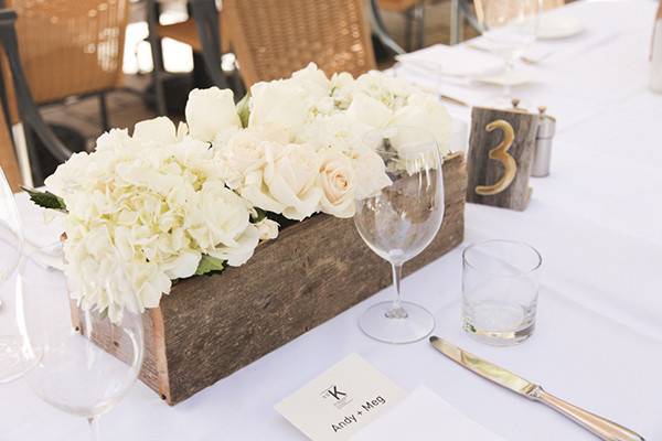 Table setup with floral centerpiece