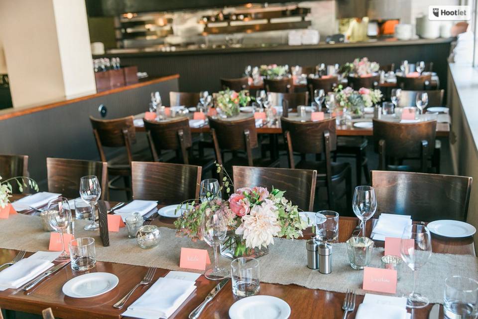 Table setup with floral centerpiece