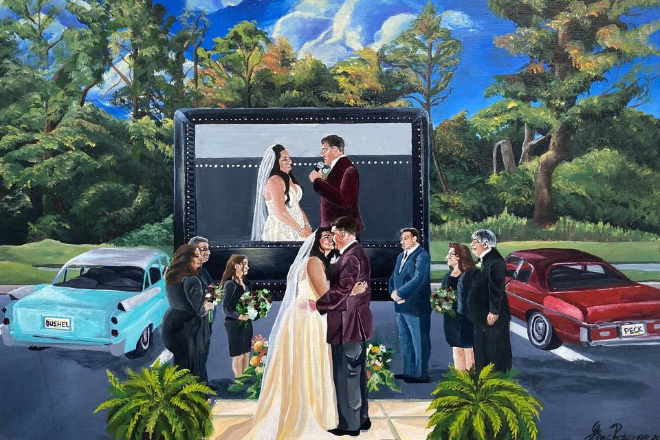 Drive in movie wedding