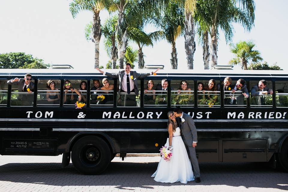 Couple with their attendants