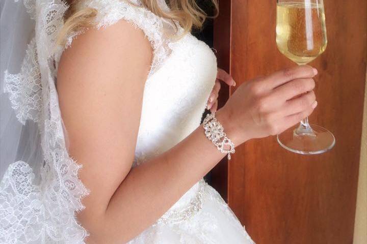 Bride with champagne