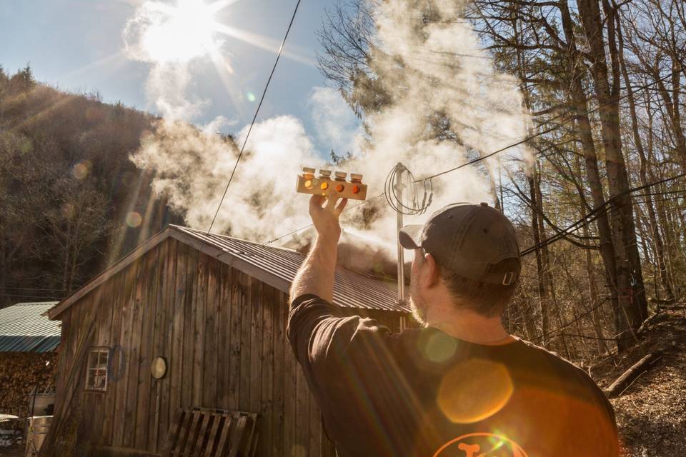 Checking the grade of syrup