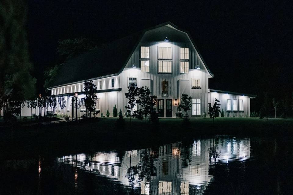 Outside at night over the pond