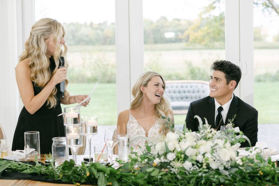 Head Table by the glass doors