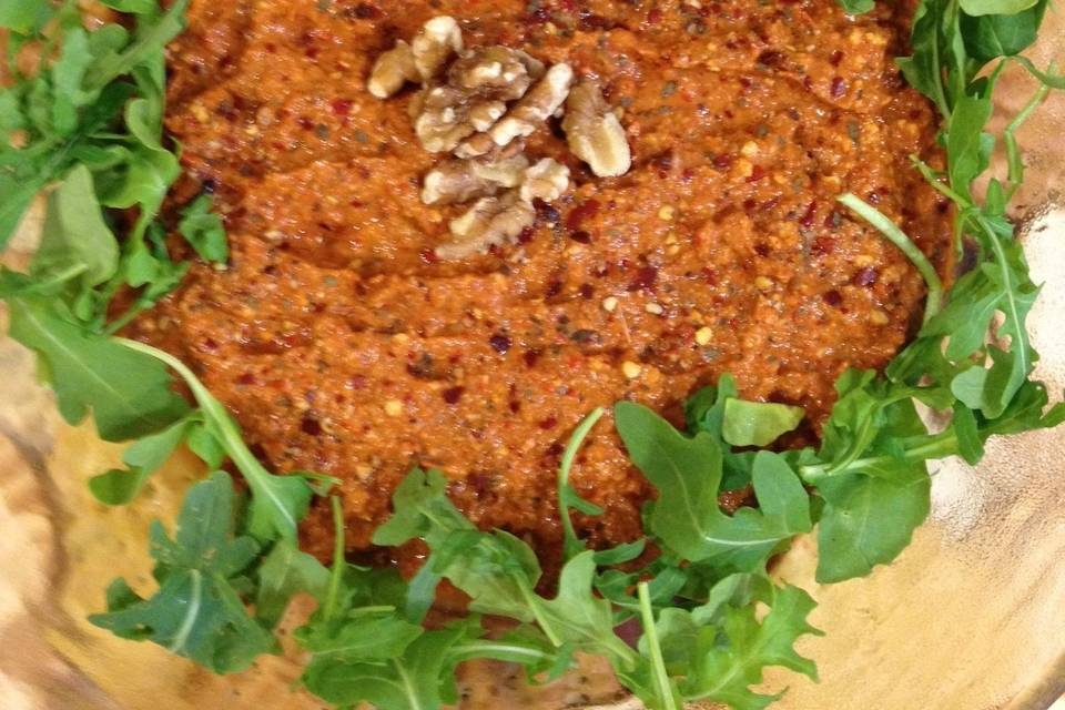 Muhammara with roasted peppers and walnuts, vegan