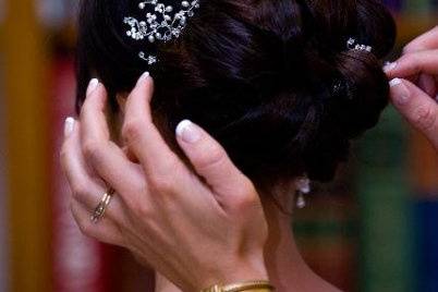 Bridal updo and hairpiece