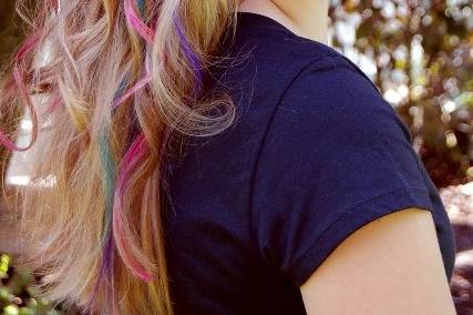 Waterfall braids and colored highlights
