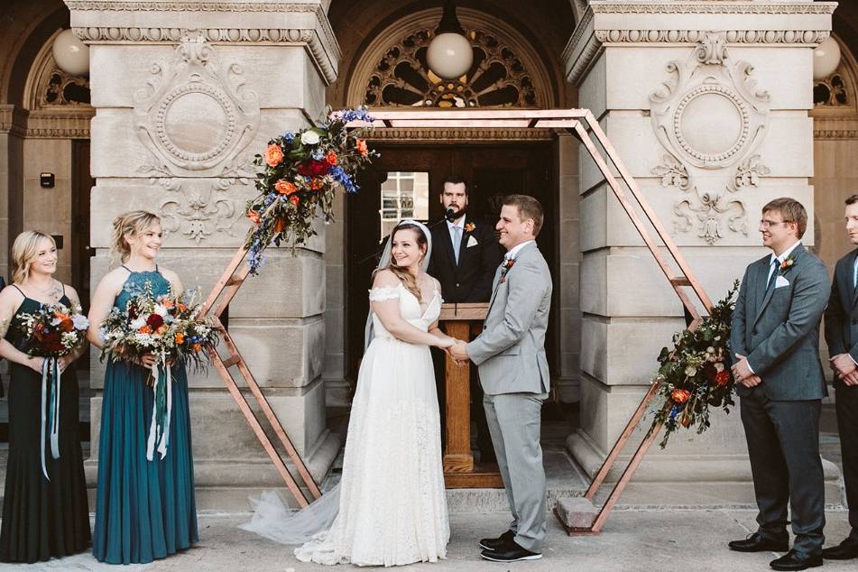 Saying their vows before loved ones