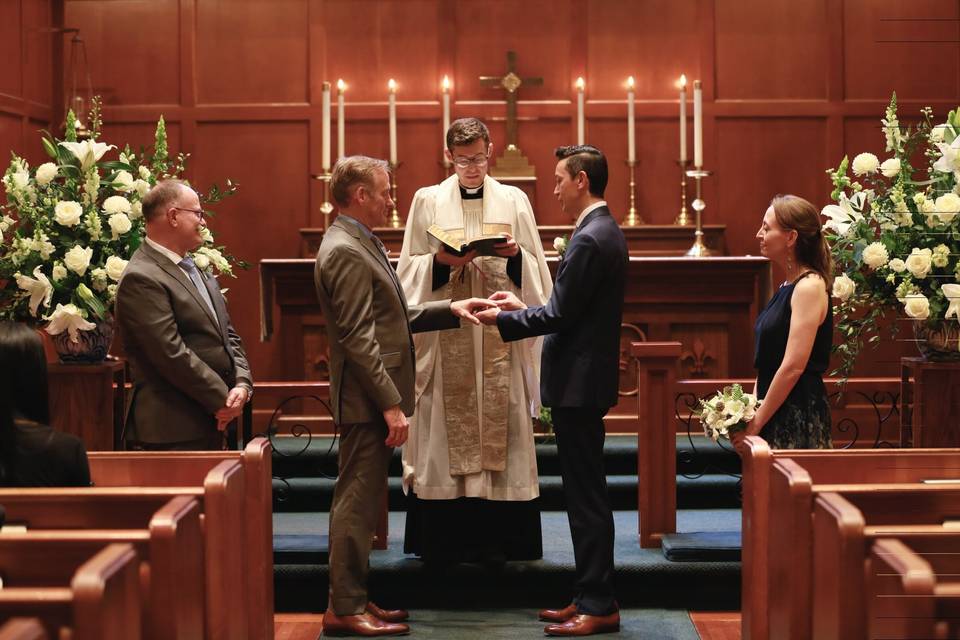 Exchanging vows in the chapel
