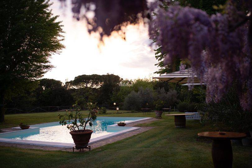 Our pool at sunset