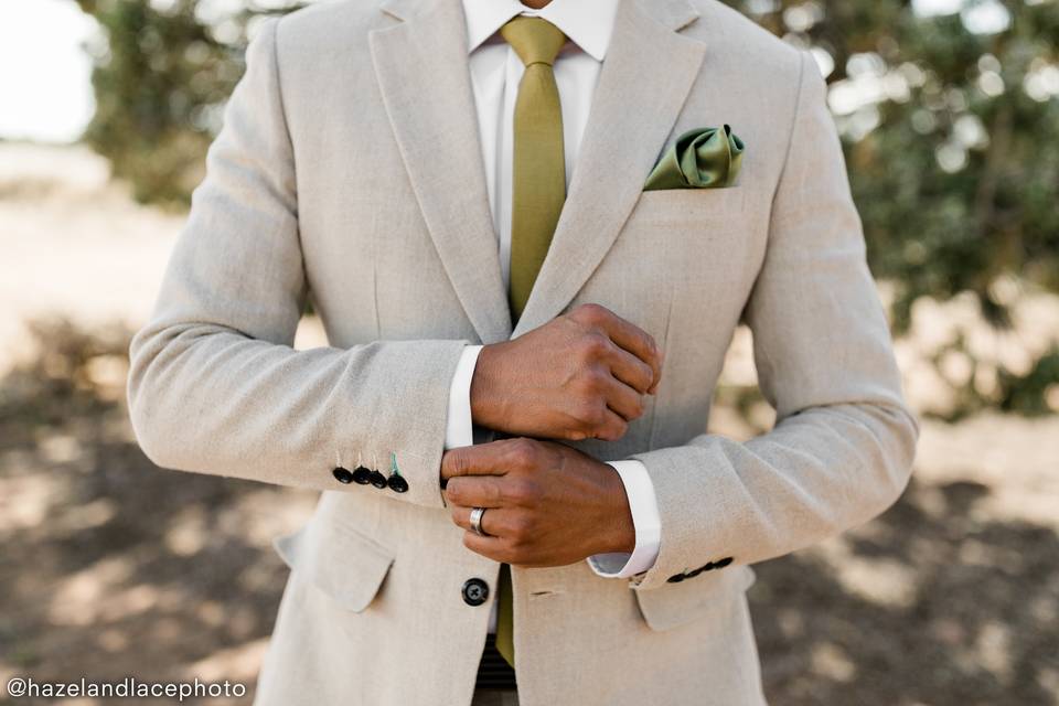 Looking dapper in taupe linen