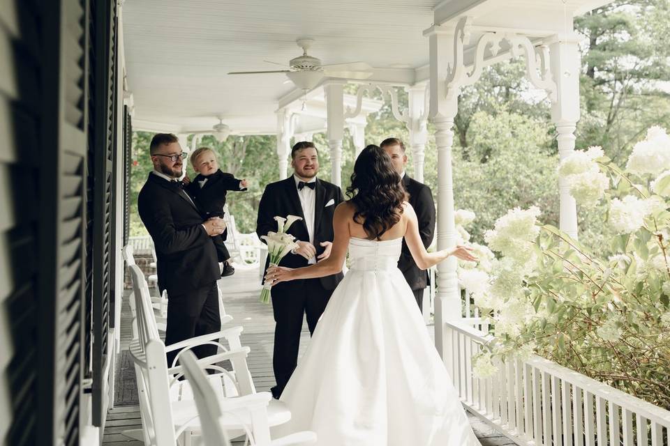 First look with the groomsmen
