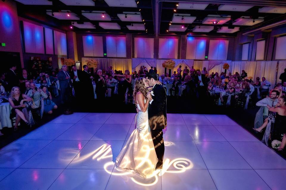 Custom gobo lighting for the dance floor