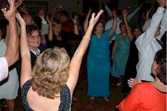 Wedding guests dancing