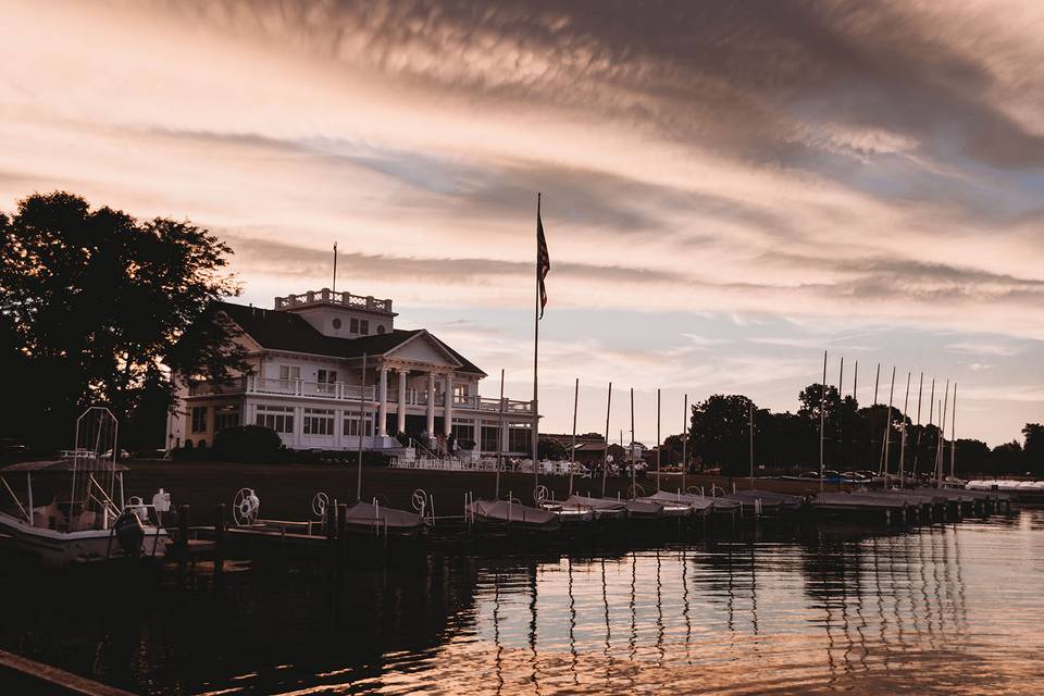 Outside sunset harbor