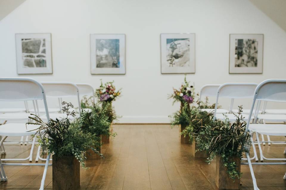 Ceremony setup in the galleries