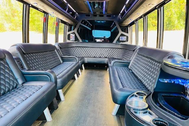 23 Passenger Limo Bus interior