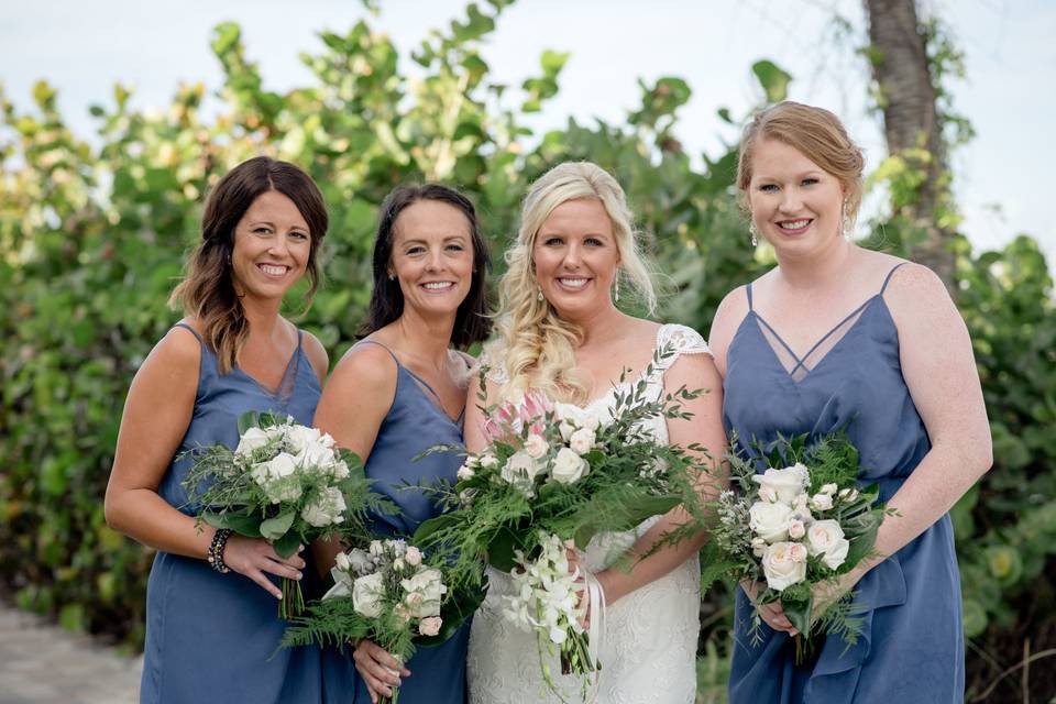 The bride with her bridesmaids