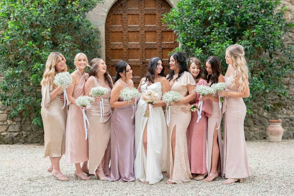 Bridal party in pink