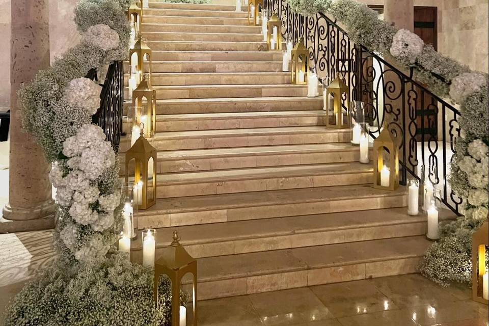 Staircase with florals