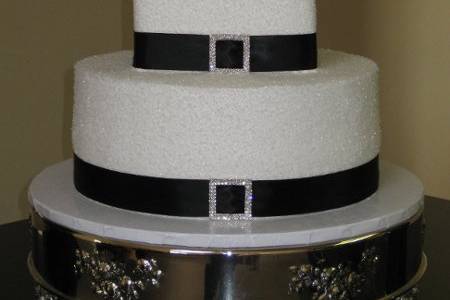 Black and white wedding cake with a touch of rhinestone specially made for katie and sean...
