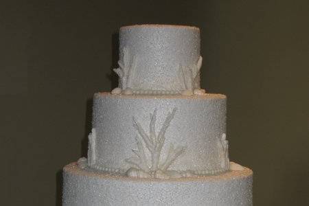 Jeremy and Maureen wedding cake.The cake represent their invitation nautical details and color.