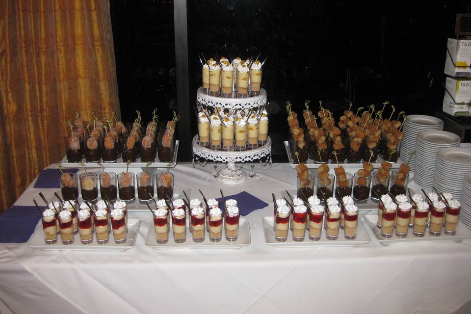 Dessert shots table at Marriott Marina del Rey