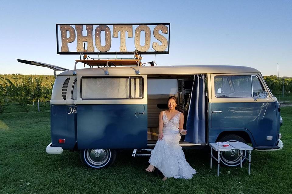 Bride with photo bus