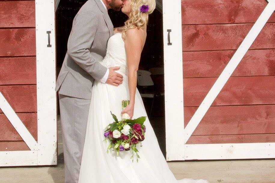 Newlyweds kissing