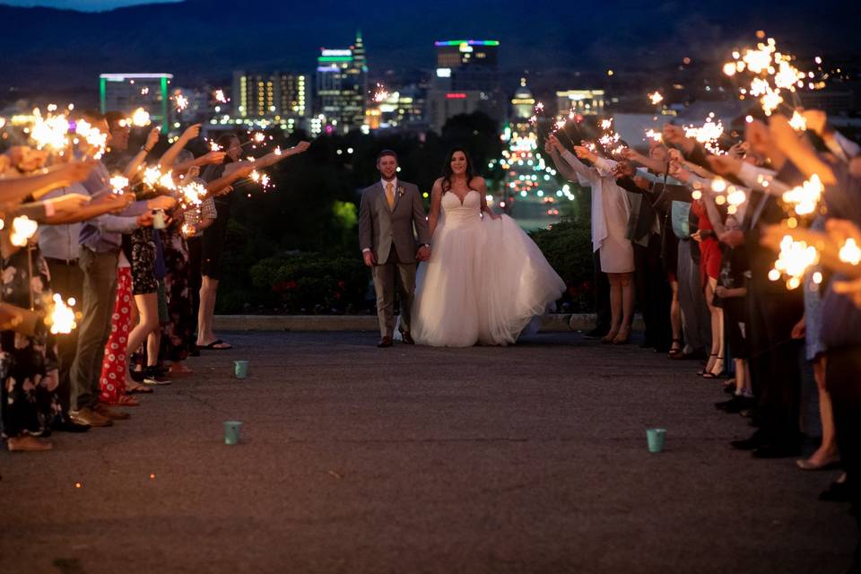 Incredible sparkler sendoff