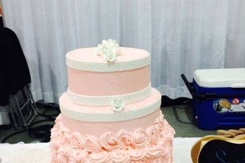 Baby pink wedding cake