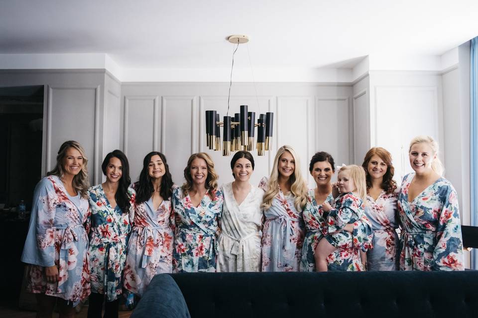 Bridal party in their robes