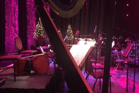 Playing harp for Johnny Mathis' concert in Branson