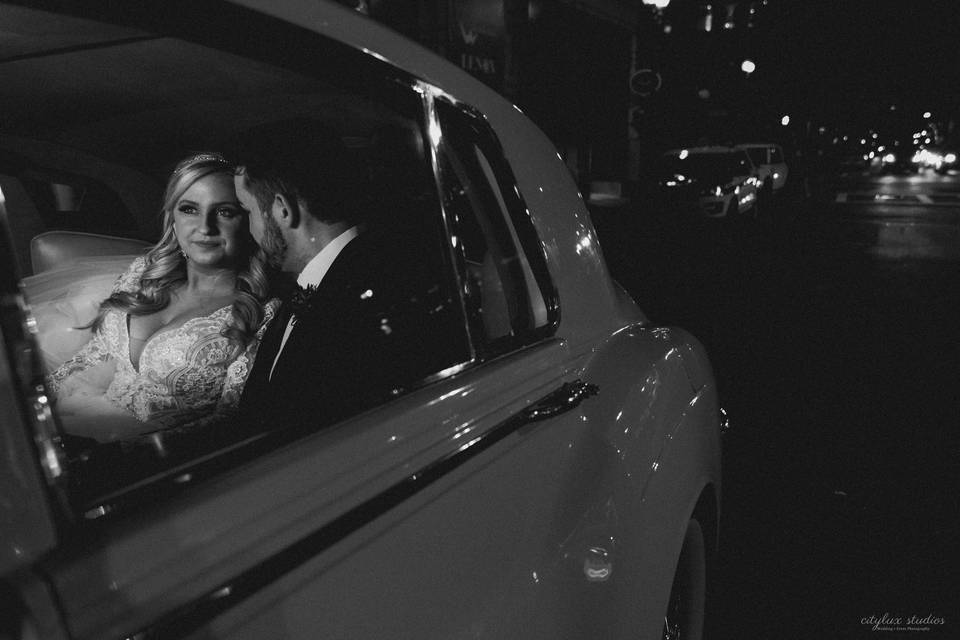 Limo Bride and Groom