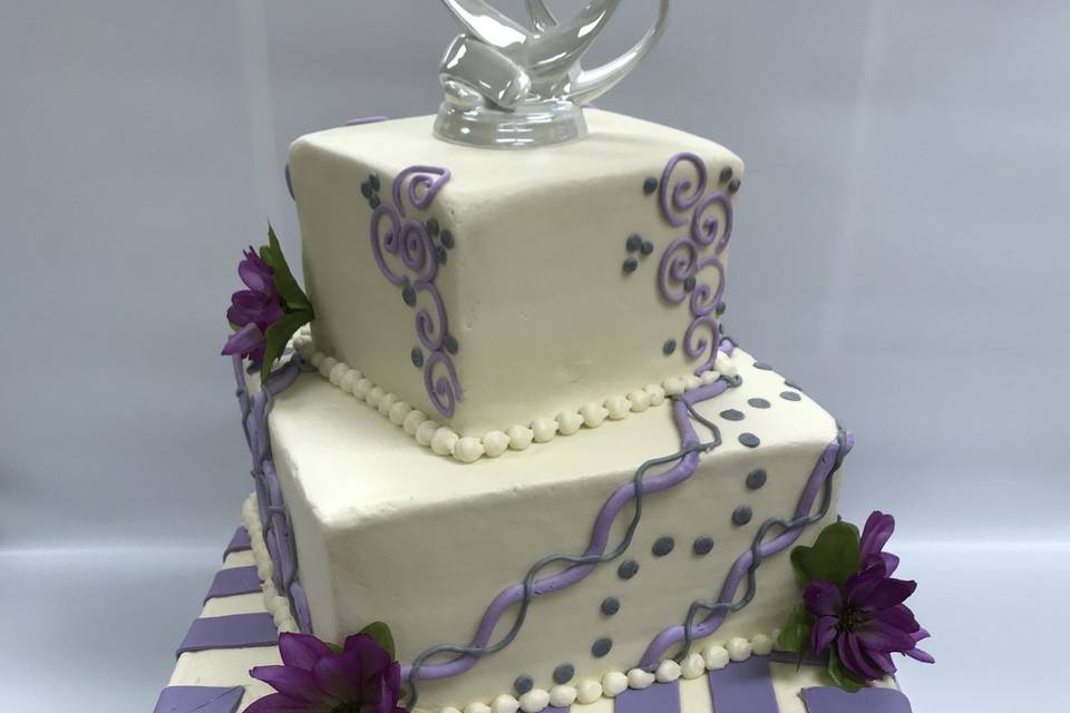 Purple Flower Wedding Cake