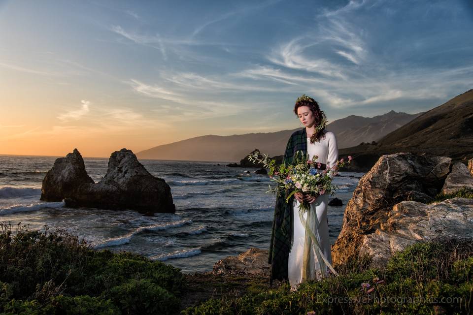 Big Sur Scottish wedding bride