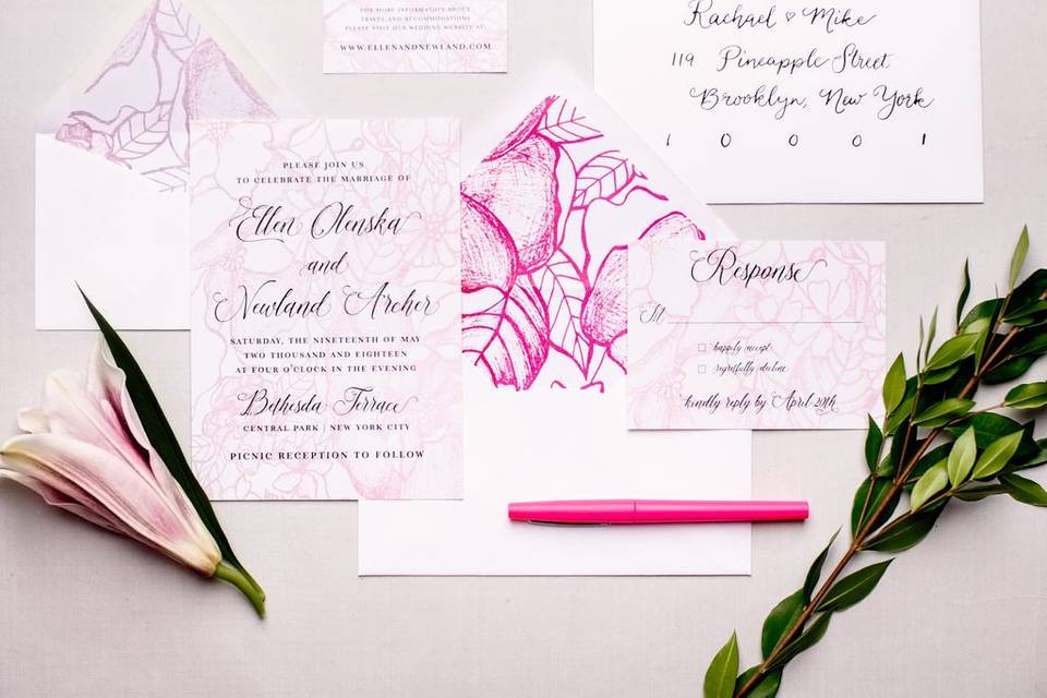 Pink Floral Sketch Suite