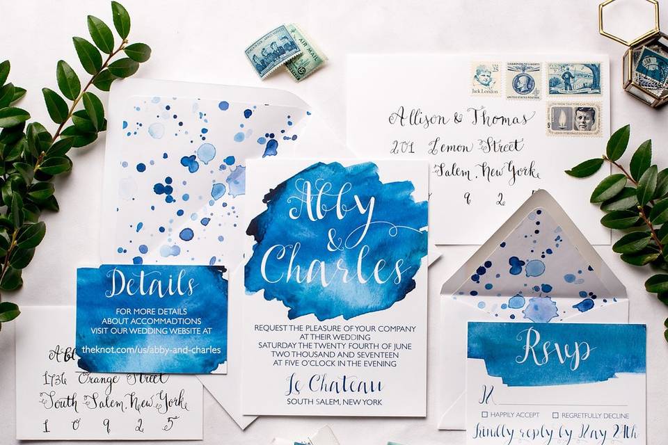 Blue Spash Invitation Suite