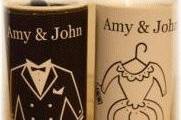 Personalized groom and bride salt/pepper shakers bridal shower/wedding favors.