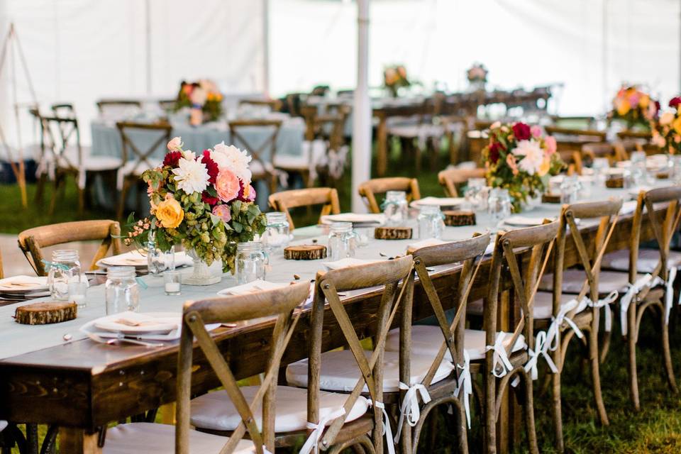 Rustic reception setup