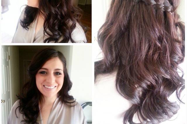 This simple water fall braid with a loose wave is simple and elegant. If your wedding is simple, keep your hair simple.