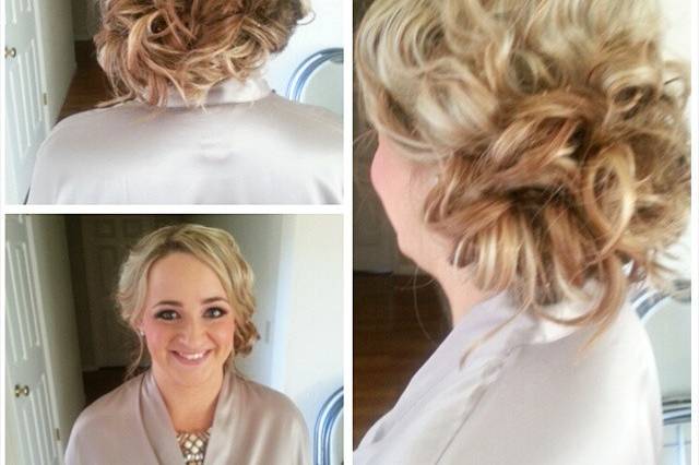 Tousled loose curl updo. Simply romantic and will look great for any bride or bridesmaid.