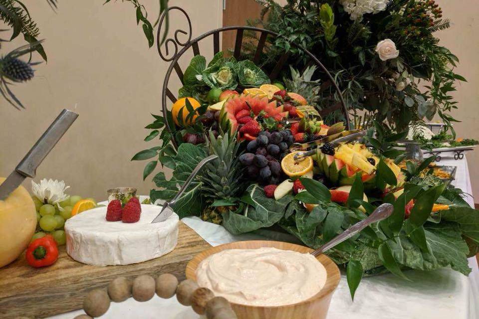 Fruit buffet and cake