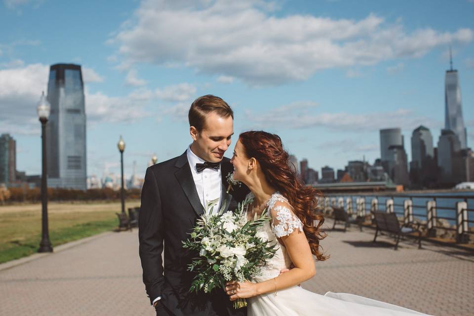 White matching bouquets